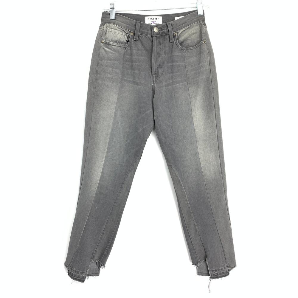 Frame Women's Size 25 High Rise Denim Nouveau Le Mix Cropped Jeans Gray Two Tone